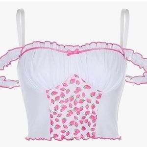 NWOT Women's Strawberry Crop Top